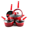 Amazon Vendor 8 Piece Set de cuisinière rouge Black Nonstick Interior